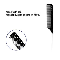Majestik+ Measure & Style: Innovative Tail-Pin Hair Comb with Built-in Scale - Professional Carbon Fiber, High Heat Resistant (230°C), Strong, Durable, and Fine-Toothed in Stylish Black