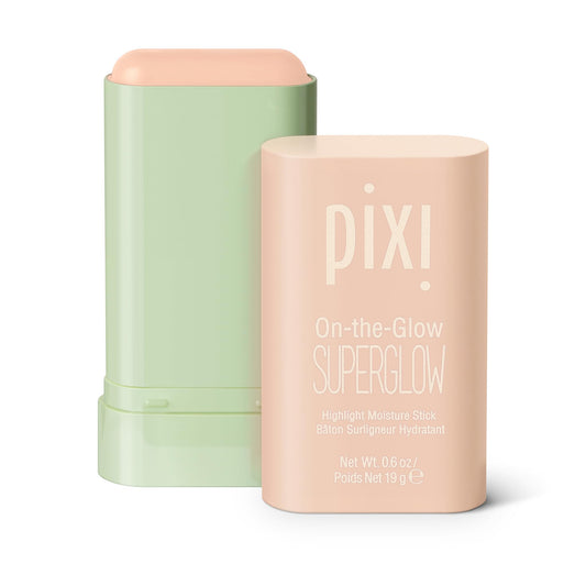 Pixi On-the-Glow SuperGlow | Shade NaturaLustre | Hydrating Highlighter Stick with Ginseng, Aloe Vera & Fruit Extracts | For Cheeks & Brow Bones | 19g / 0.6oz | Paraben-Free Luminous Natural Highlight