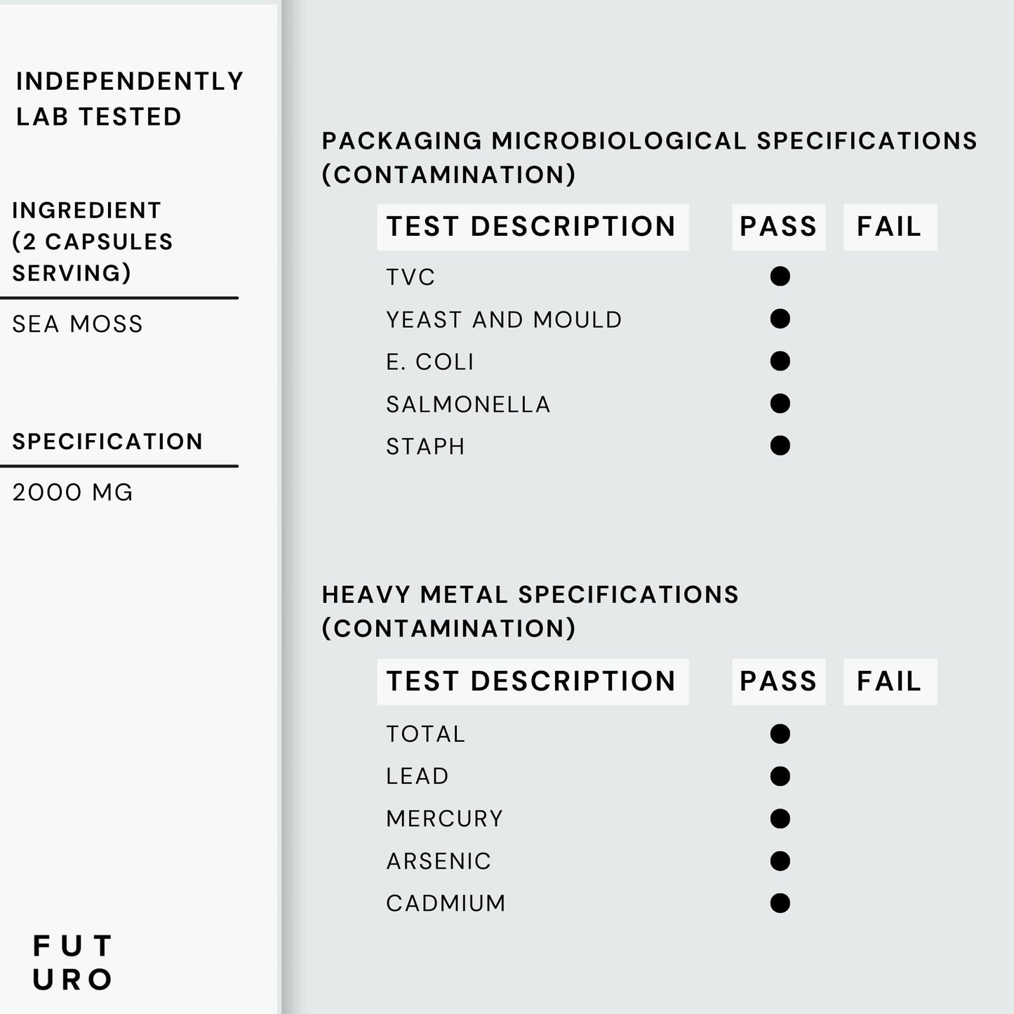 Futuro Labs Sea Moss Capsules by FUTURO LABS - 2000mg Raw Sea Moss [15:1 Extract] - Organic Irish Sea Moss Supplement | Vegan, Non-GMO, Gluten Free | 120 Capsules, 60 Servings