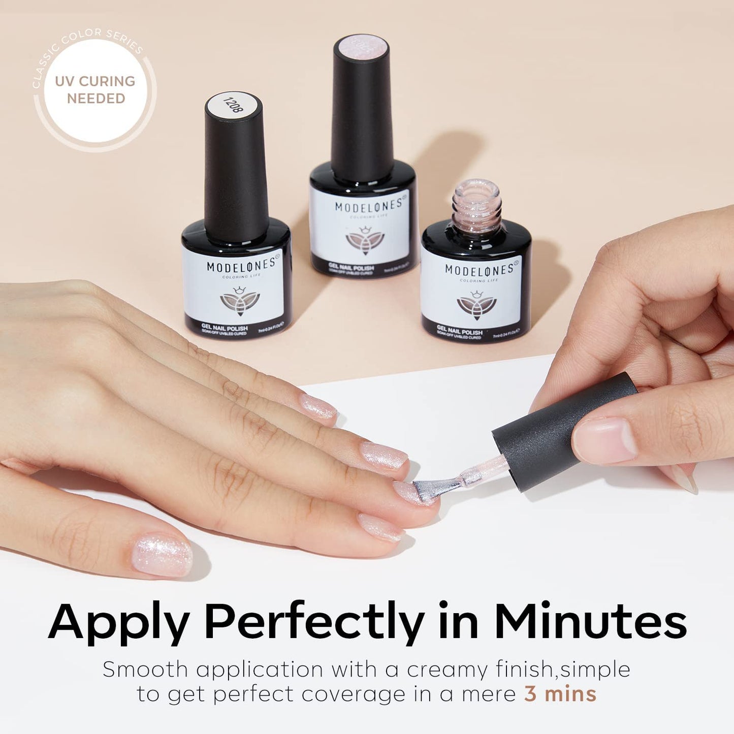 Modelones Gel Nail Polish Nude Pink, 6 Colors Spring Gel Polish Set Nude Glitter French Manicure Shellac Nail Polish Milky White UV Gel Nail Polish Pink DIY Salon Gift for Woman