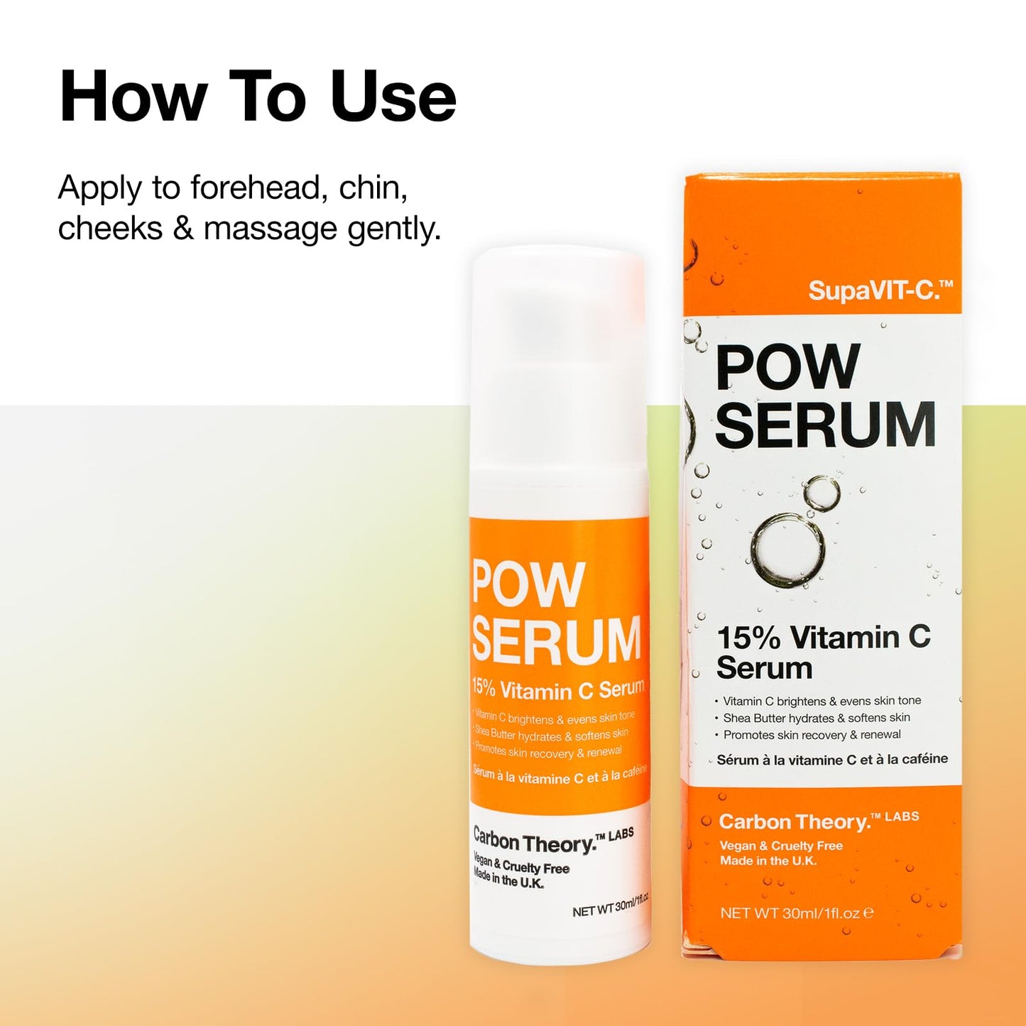 Carbon Theory Vitamin C Serum for Face - Brightening Serum to Boost Skin Glow - Dark Spots & Pigmentation Treatment - Vitamin C Face Serum & Glycolic Acid Serum - Vegan - SupaVIT-C Pow, 30ml