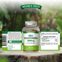 Sea Buckthorn Oil Capsules 4800mg | Providing Vegan Omega 7 Fatty Acids | 2-Month Supply | High Strength Supplement | 60 Softgels | Nature's Truth