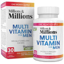 Millions & Millions Multivitamin & Minerals Supplement for Men - 30 Easy to Swallow Tablets - General Health and Wellbeing Support - Vegetarian Friendly - 1 Month Supply