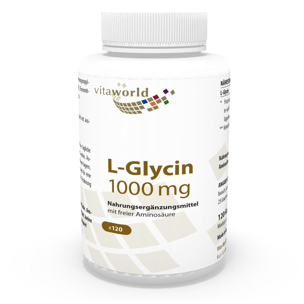 Vita World L-Glycine 1000mg 120 Capsules Made in Germany Amino Acid