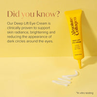 Absolute Collagen Deep Lift Eye Cream 15ml - Radiance Boosting - De-Puff and Brighten Dark Circles - Reduce Appearance of Fine Lines & Wrinkles - Collagen Boosting Anti-Ageing Formula - Firm & Tighten