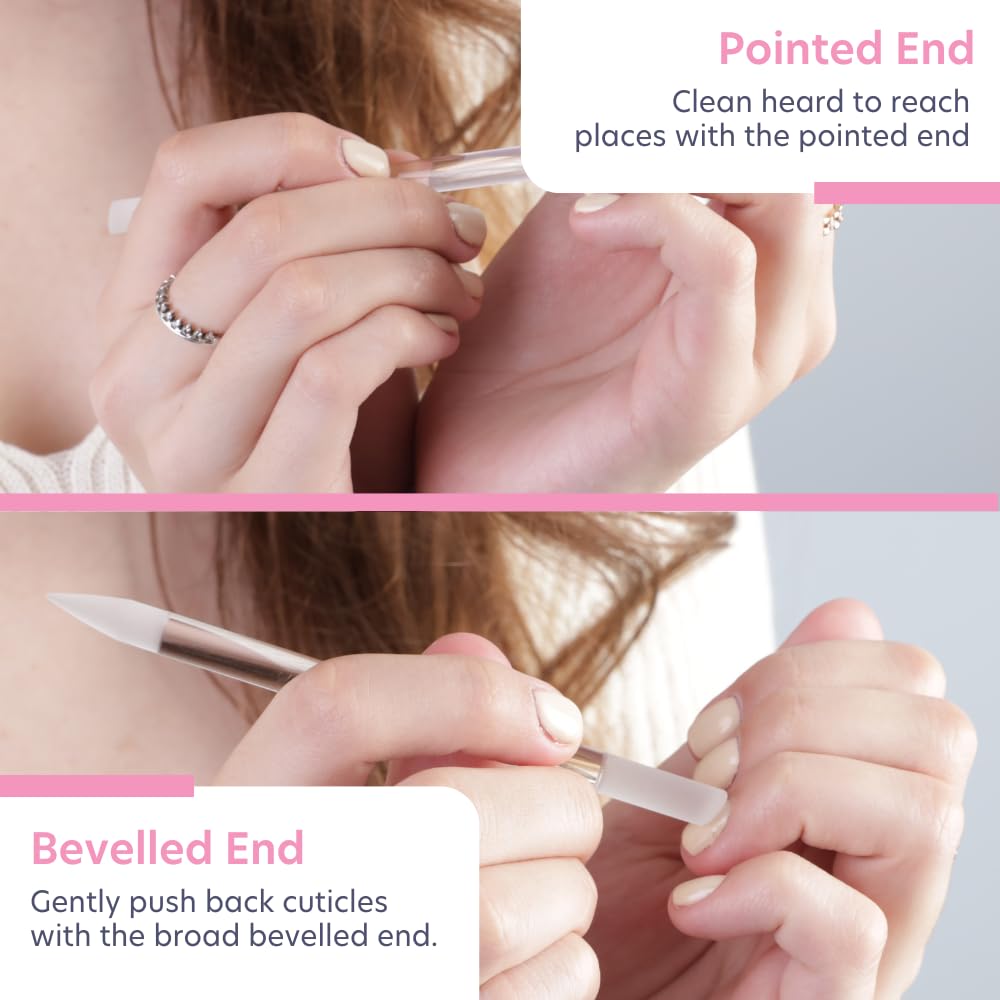 Glass Cuticle Pusher by Bona Fide Beauty - Clear Dual-Ended Manicure Stick with Case - 1Pc Premium Czech Glass Manicure Tools