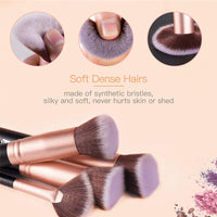 AMMIY Lospu HY Makeup Brushes Sets 18-Piece Rose Golden Premium Synthetic Wood Handle Face and Eye Make-up Brushes for Foundation, Powder, Concealers, Blush, and Eyeshadow
