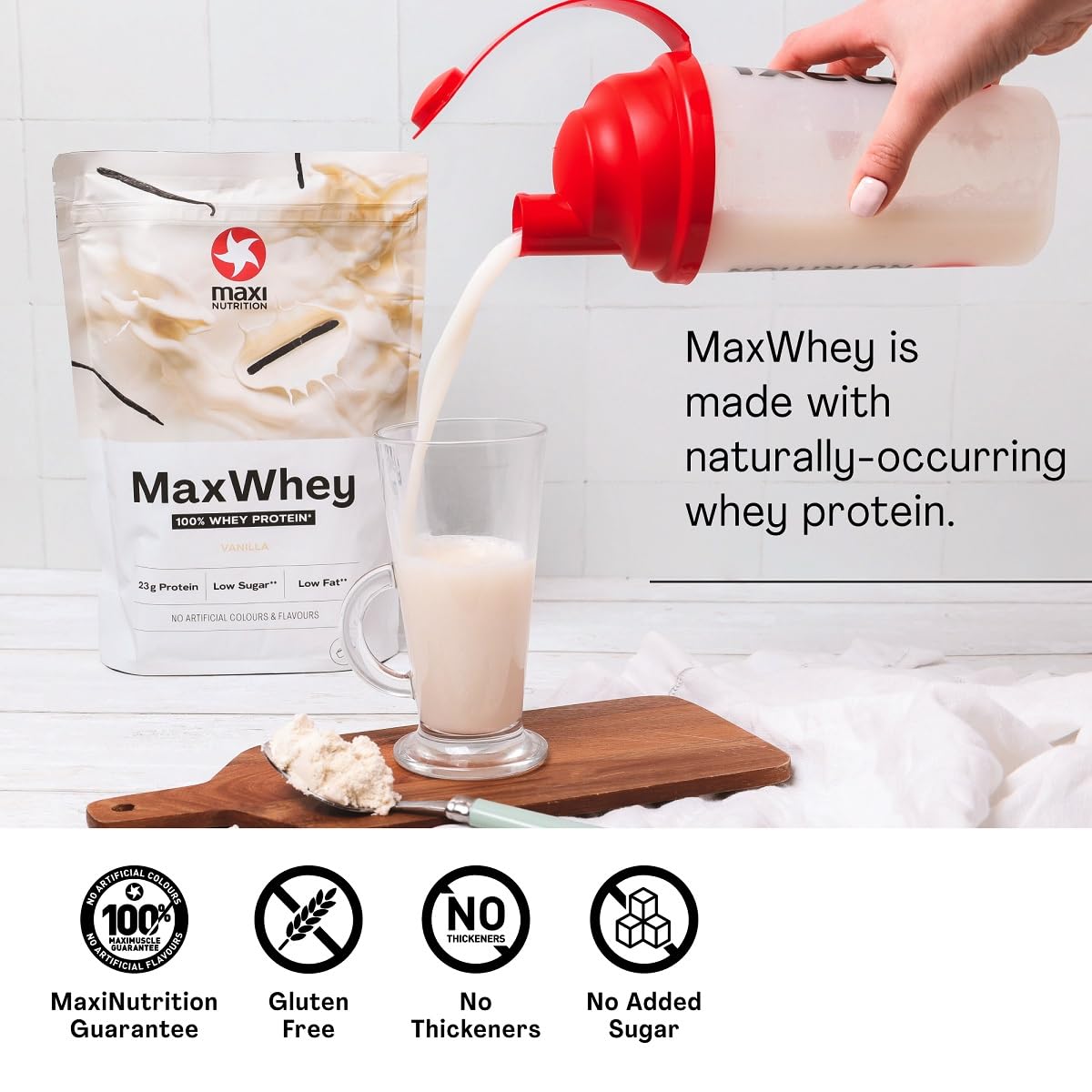 MaxiNutrition - MaxWhey - Whey Protein Powder Vanilla - Low-Fat - Low Sugar - Gluten & Soy-Free - Vegetarian - 420g - 113 kcal per Serving - 14 Servings