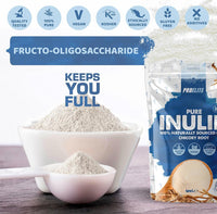 Pure Inulin Powder Prebiotic Soluble Fibre - Vegan, GMO Free, Gluten Free Made in EU from Natural Chicory Root Fructo OligoSaccharide FOC Powder by PROELITE (250g)