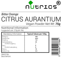 Nutrics® CITRUS AURANTIUM Powder 75g 100% Pure No Additives - Suitable for Vegan Vegetarians Halal Kosher