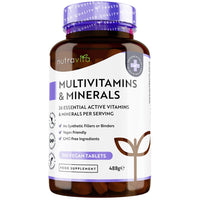 Multivitamins & Minerals - 365 Vegan Multivitamin Tablets - 1 Year Supply - Multivitamin Tablets for Men and Women with 26 Essential Active Vitamins & Minerals - Made in The UK by Nutravita