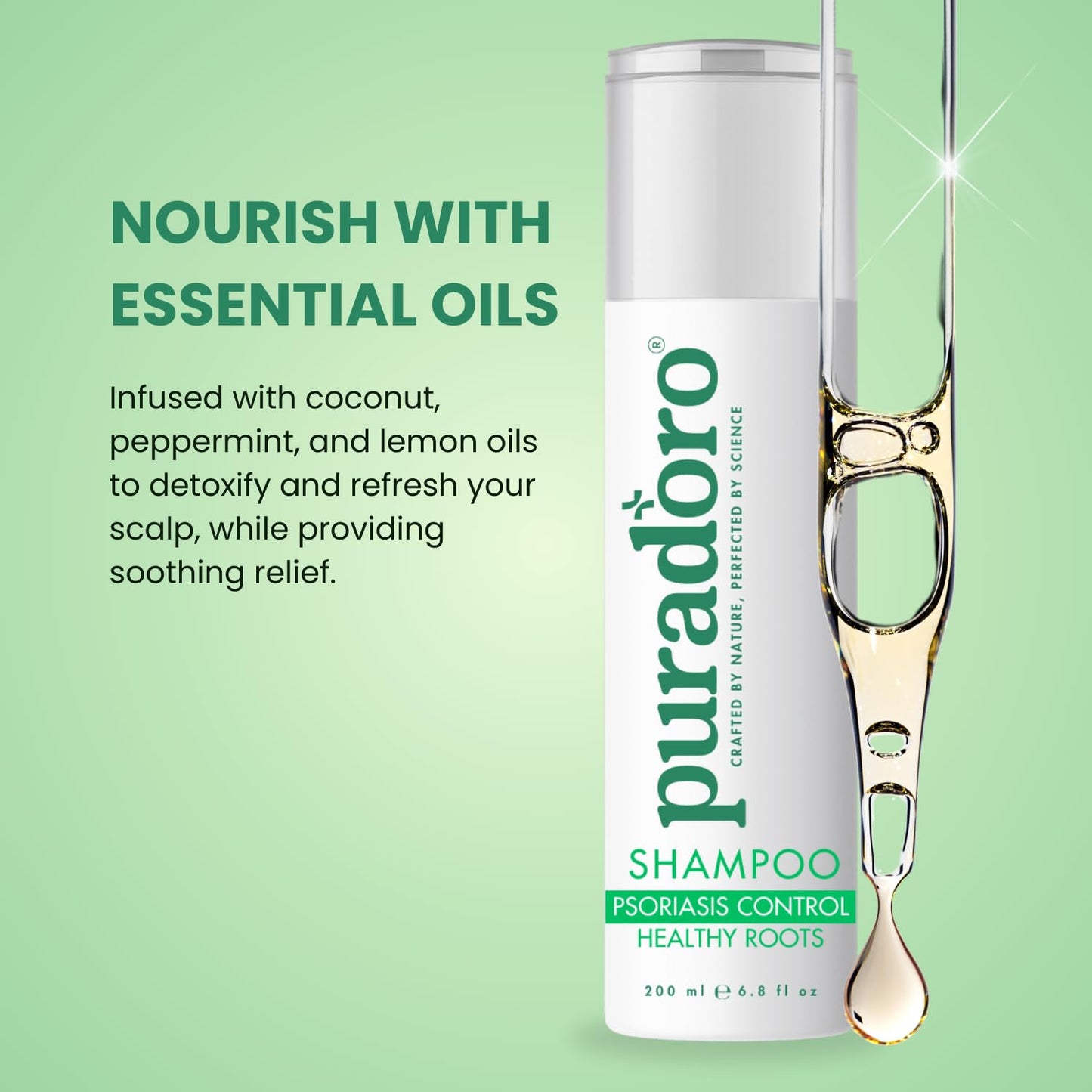 Puradoro Psoriasis Control & Healthy Roots Shampoo – Soothes Itchy, Flaky Scalp with Tea Tree, Aloe Vera, Reduces Redness & Flaking, For Men & Women