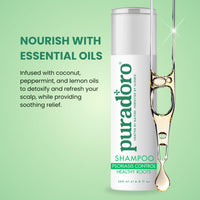 Puradoro Psoriasis Control & Healthy Roots Shampoo – Soothes Itchy, Flaky Scalp with Tea Tree, Aloe Vera, Reduces Redness & Flaking, For Men & Women