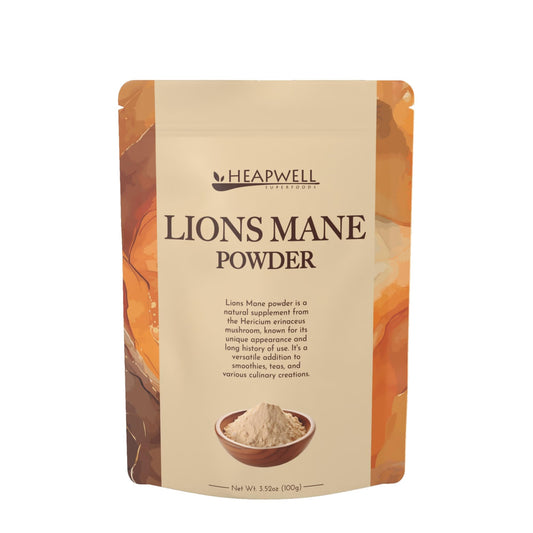 Heapwell Superfoods Lions Mane Powder 100g – High Spectrum Lion's Mane Mushroom Supplement for Cognitive Support, Immune Boost, and Mental Clarity