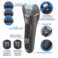 KMYC Electric Foot File for Hard Skin Remover, Feet Callus Remover Scrubber Brush File for Dead Skin Dry Heel Skin Scholl Pedicure Tools Kit, Black