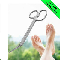 YNR Toe Nail Scissors + Clippers Extra Long Reach Handle Kelly Scissors Surgical Stainless Steel Pedicure Chiropody CE (Plain Silver)