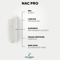Insynergy Labs NAC 650mg Per Capsule (Maximum Dose in UK) Superior 98% Purity NAC Supplement, N-Acetyl-Cysteine NAC Powder 90 Vegan Capsules