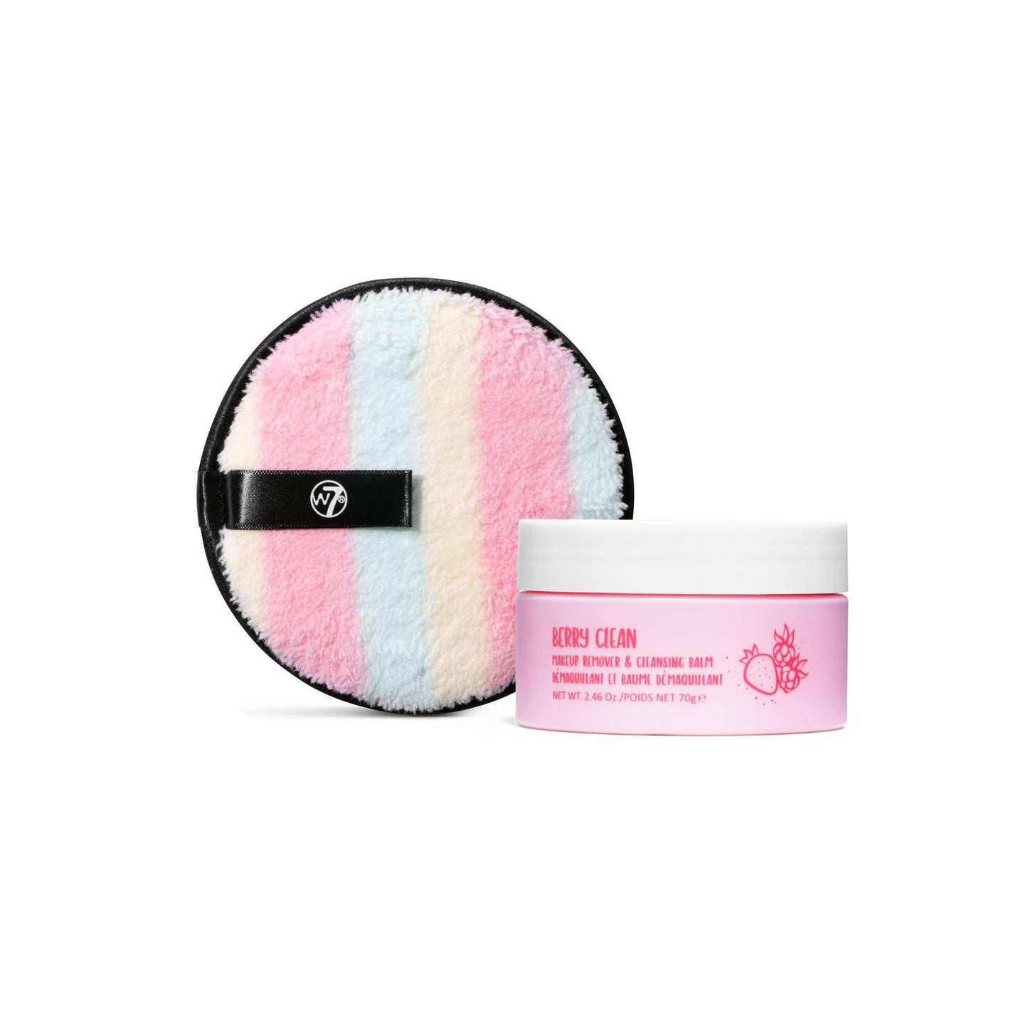 W7 Extra Berry Clean - Makeup Cleansing Balm & Makeup Remover Cookie Disc Duo - Gently Removes Makeup