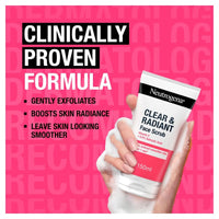 Neutrogena Clear & Radiant Face Scrub, Pack of 4 x 150ml, Glow Boosting with Vitamin C, Oil-Free, Exfoliates for Clear, Refined Skin