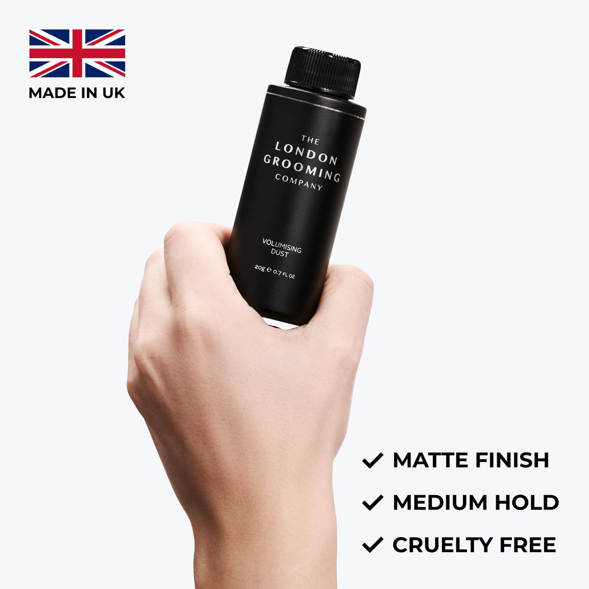 The London Grooming Company Hair Powder Men | Volumising Matte Hair Texture Powder | Medium All-Day Hold | Hair Dust - Hair Styling Powder - Mens Hair Styling | 20g (0.7 Oz)