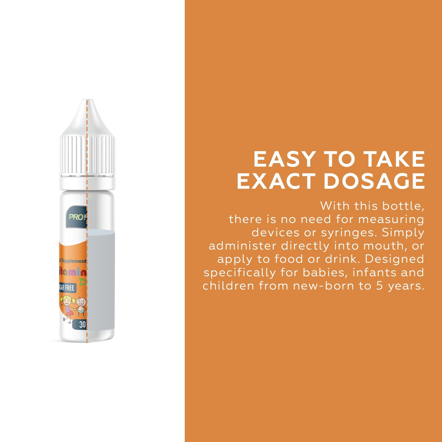 PROHEALTH Certified Preservative-Free Vegan Vitamin D3 Drops for Infants & Children - Sugar-Free, All-Natural, NHS Approved (30-Days Supply)