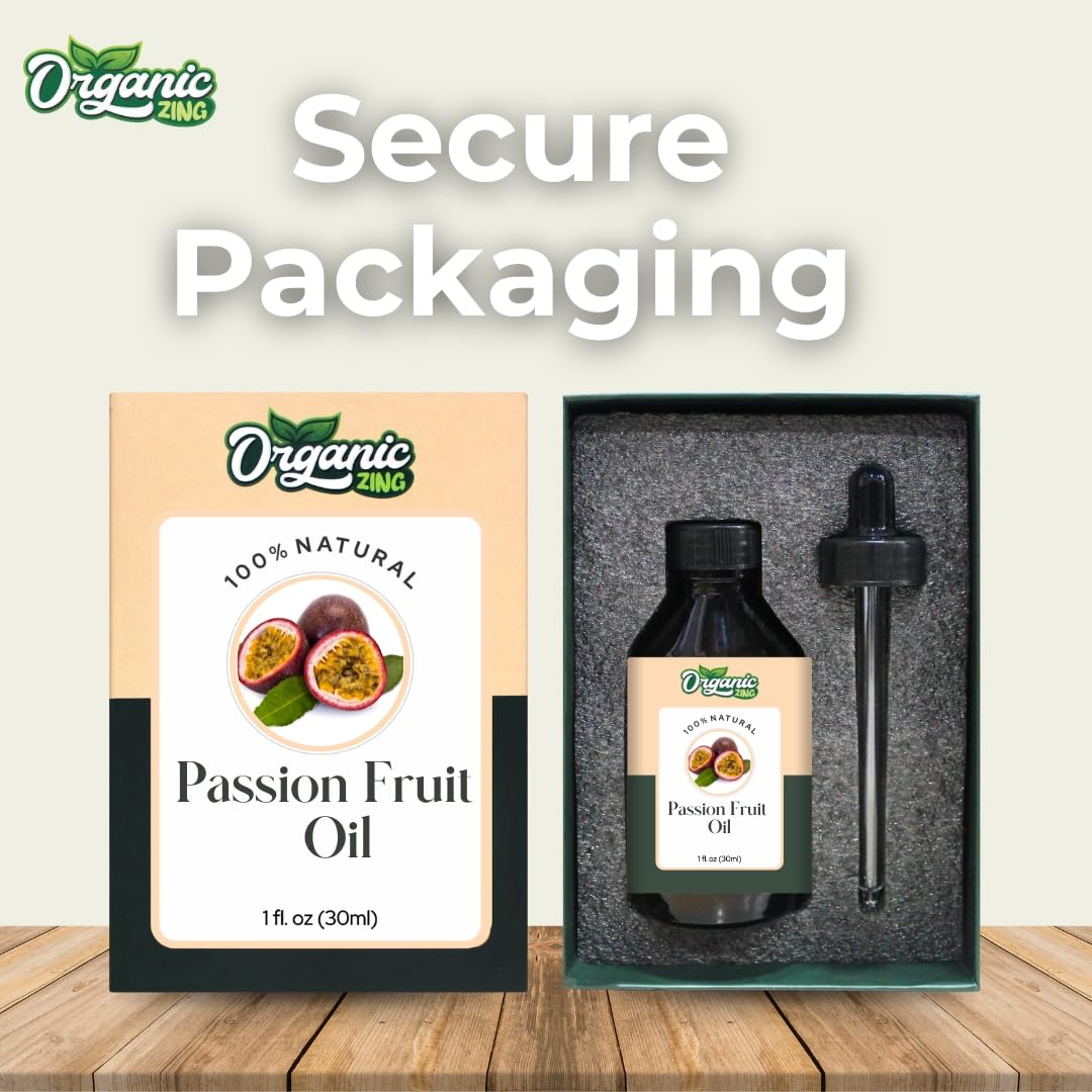ORGANIC ZING Organic Zing Passion Fruit (Passiflora Edulis) Oil | Pure & Natural Carrier Oil for Aroma, Diffusers, Skincare & Hair Care- 30ml/1.01fl oz