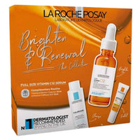 La Roche-Posay Brighten and Renewal Routine, Full-sized Vitamin C Brightening Serum, and Mini Toleriane Dermo-cleanser and Anthelios SPF50+, Kit Set