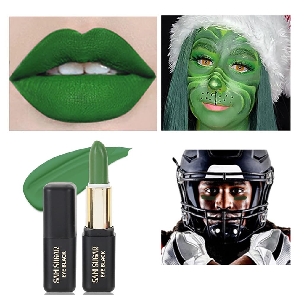 ZDHSOY Green Matte Lipstick for Halloween Gothic Cosplay Makeup, Non-Stick Cup Velvet Waterproof and Long Lasting Lip Gloss Matte Lipstick (Green 02)
