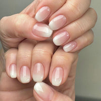 Ombre French False Nails Short Square, SXVME French Press on Nails Short Medium, Gradient Pink Fake Nails Short, Elegant Ombre Pink Nails Press on, Acrylic Stick on Nails for Women Daily Wear