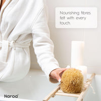 Naroa NAROA Natural Exfoliating Loofah Sea Sponges for Bath & Shower | Scrunchie Body Puff Scrubber | Sustainable Eco Gift for Adults (Medium)