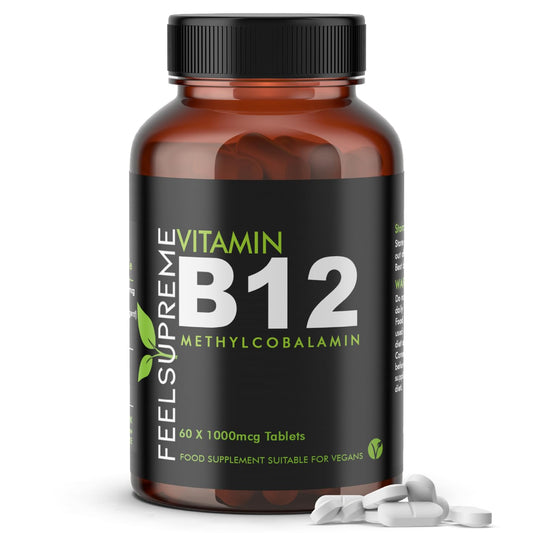 Feel Supreme Vitamin B12 1000mcg Tablets High Strength - Methylcobalamin B12 Supplement - Energy, Immune Support & Brain Function - Vegan Vitamin B12 Tablets for Men & Women - 60 Tablets UK Made