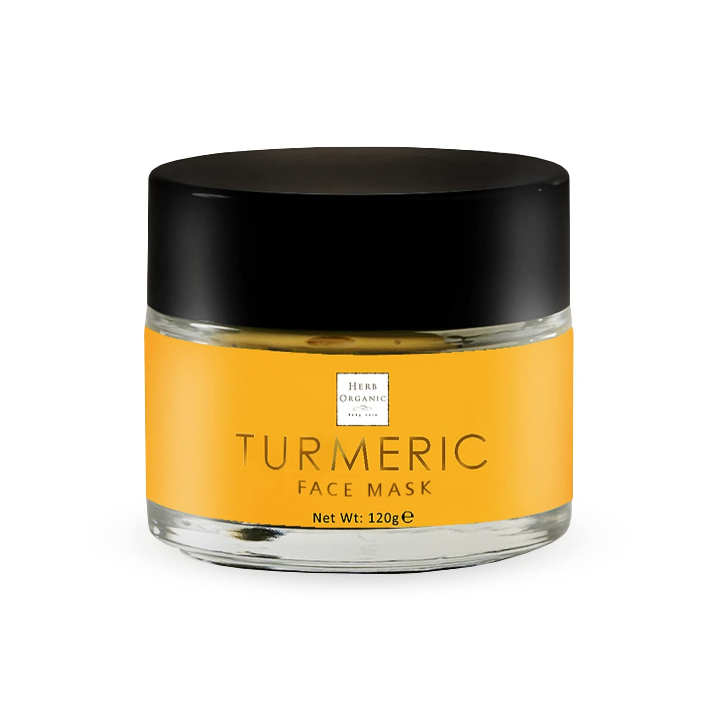 Herborganic Turmeric Clay Face Mask – For Detoxification and Hyper-Pigmentation – 120 g – Acne Treatment and Deep Cleansing with Aloe Vera and Jojoba Oil