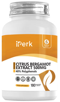 iperk Citrus Bergamot Extract 500mg - 180 Vegetarian Capsules - 40% Polyphenols - Premium Quality Supplement
