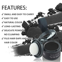VOLLUCK Root Touch up Powder 4g – Covers Grey Roots & Conceals Thinning Hair, Hairline Powder for Men & Women – Natural Look, Easy to Use & Compact for Quick Touch Ups (Dark Black)