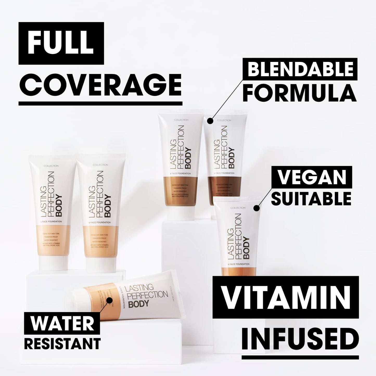 Collection Cosmetics Lasting Perfection Body and Face Foundation, Full Coverage Foundation, 65ml, Medium