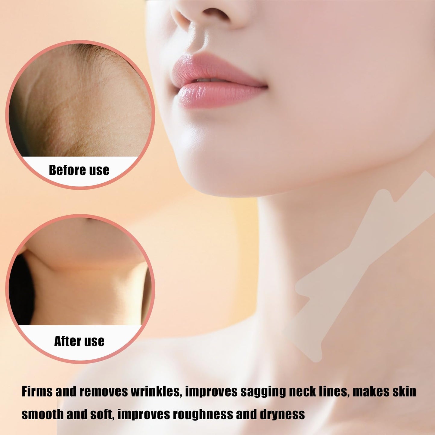 BOXOB 20pcs Invisible Neck Lift Tape, Semi-Transparent Neck Tightening Strips Reusable Skin Wrinkle Patches for Saggy Skin & Wrinkles