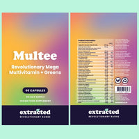 Extracted Multee Natural High Potency Multivitamin - 40 Essential Vitamins & Minerals with Vitamin C, Vitamin D, Vitamin B12, Iodine & Supergreens Blend, 60 Vegan Capsules
