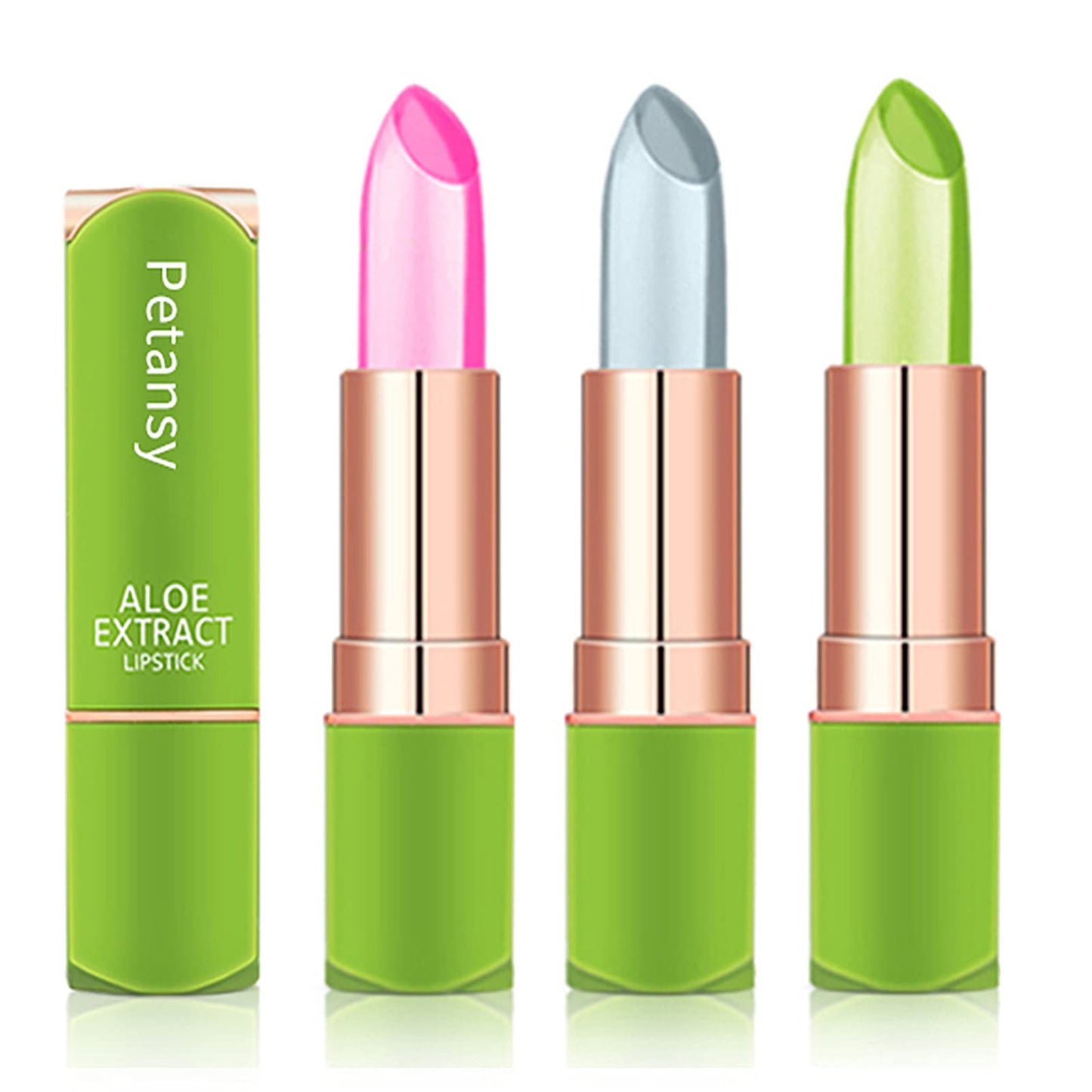 Petansy 3 Packs Aloe Vera Lipstick , Lips Moisturizer Long Lasting Nutritious Lip Balm Magic Temperature Color Change Lip Gloss-Set(A)