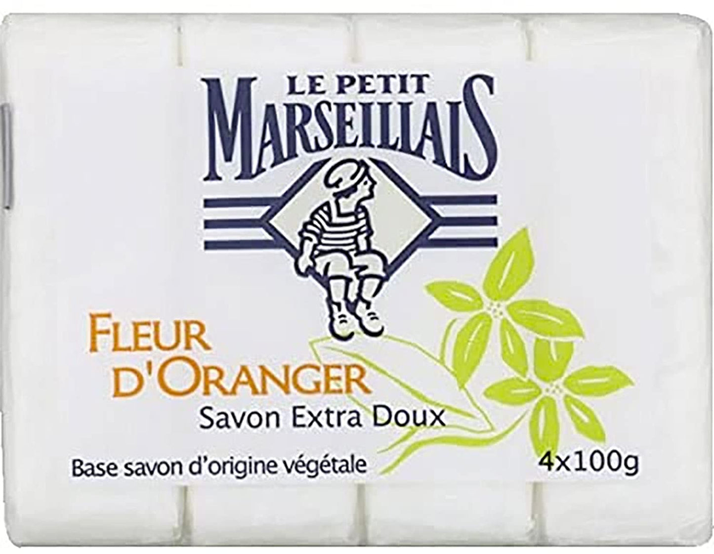 Le Petit Marseillais Bath and Body 4 Soaps (4 Barsx100g=400g) (Orange Blossom (Fleur d'oranger)) by Le Petit Marseillais