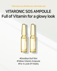 SNP Prep Vitaronic SOS Ampoule – Korean 7-Day Vitamin C Serum with Panthenol, and Hyaluronic Acid for Radiant Glow, Skin Vitality, and Dewy Hydration Care, 1.5ml x 7ea