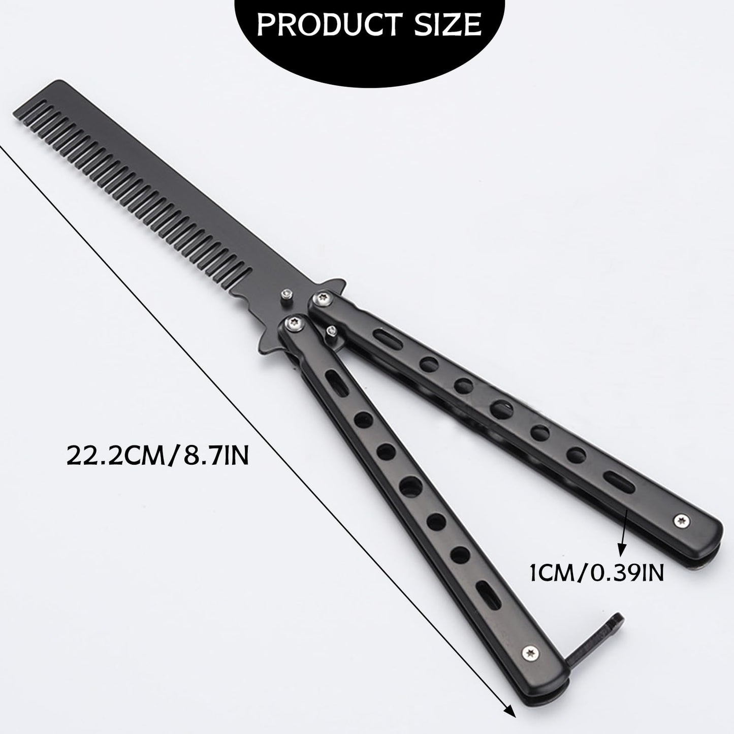 TianChgWei One Piece Durable Metal Folding Hair Comb - Convenient Steel Lightweight Portable Training Butterfly Comb for Trainer