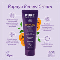 P'URE PAPAYA CARE Renew Cream 100ml - Stretch Mark Cream & Scar Treatment - Vegan Moisturiser - Paw Paw Papaya Enzymes, Gotu Kola, Shea Butter, Australian Jojoba Oil for Skin - Natural Skincare