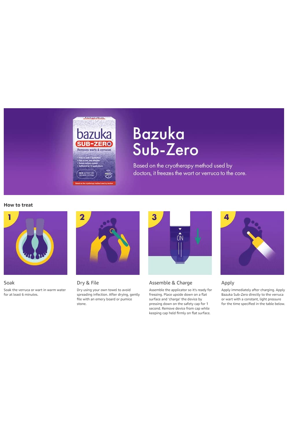 Bazuka Sub Zero Warts & Verucca - 12 Applications (50ml) - Pack of 2