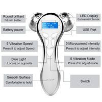 Amirce 4D Microcurrent Face Massager Roller,Electric Rechargeable Face Lift Roller Arms Legs Massager for Skin Care Facial Massager Tool