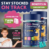 LITE LVL Kids Sleep Gummies Age 7+ | Calm & Relax Bedtime Gummies | Gentle Sleep Support with Camomile & Lemon Balm | Melatonin Free Formula | Mixed Berry Flavour | 60 Days Supply | LightLevel Kids