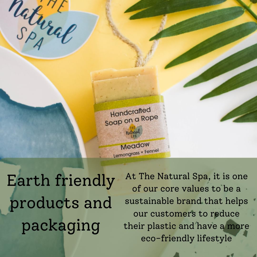 Soap on a Rope - Meadow - Plastic Free - Vegan - Palm Free Handmade in Devon uk - The Natural Spa Natural soap bar for Men and Women
