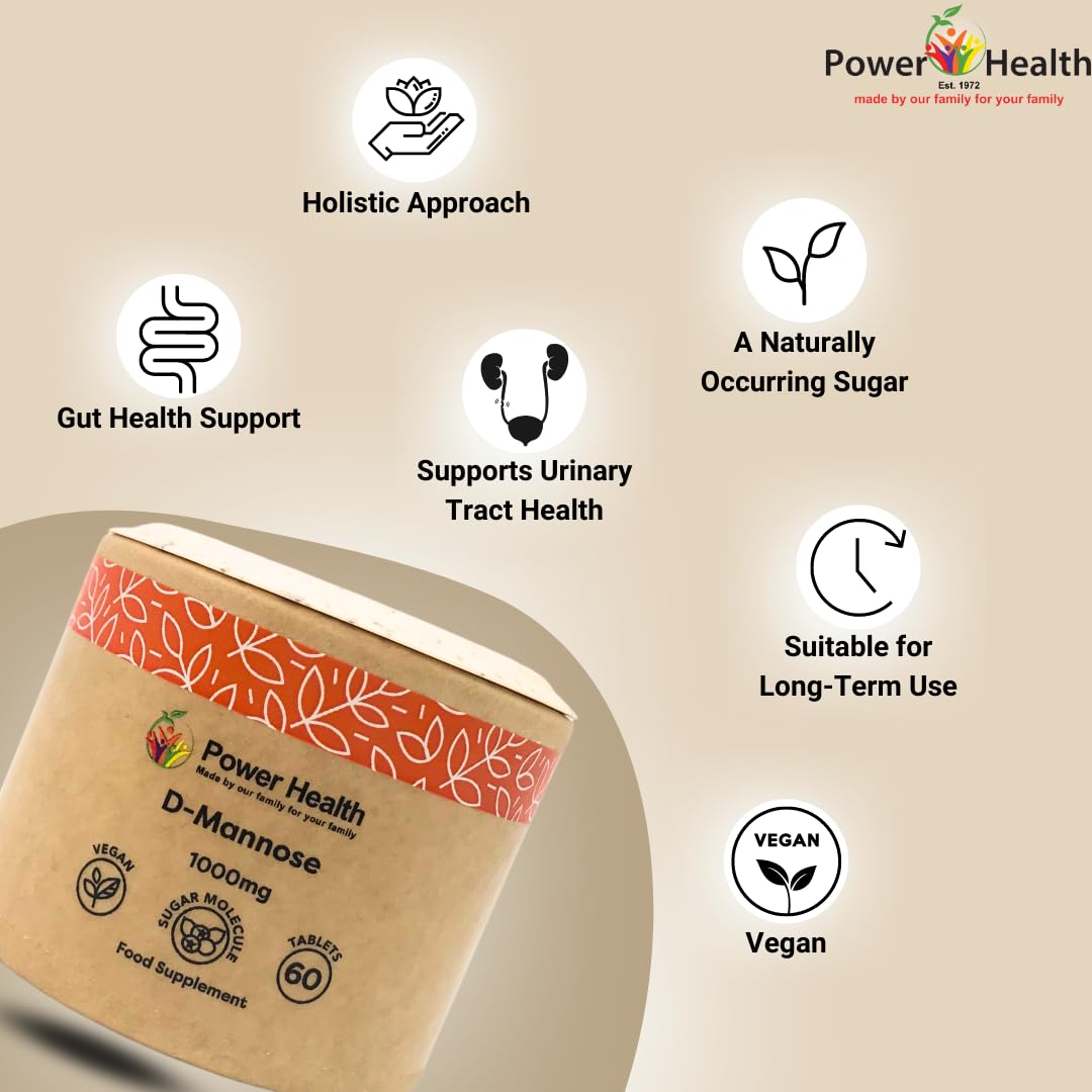 Grace nnvg Power Health D-Mannose 1000mg 60 Tablets