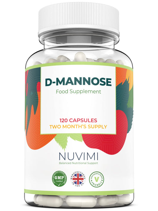 D Mannose 120 Capsules, 1000 mg per Dose, Promotes Urinary Tract Health, Natural Vegan UTI Defence by NUVIMI®