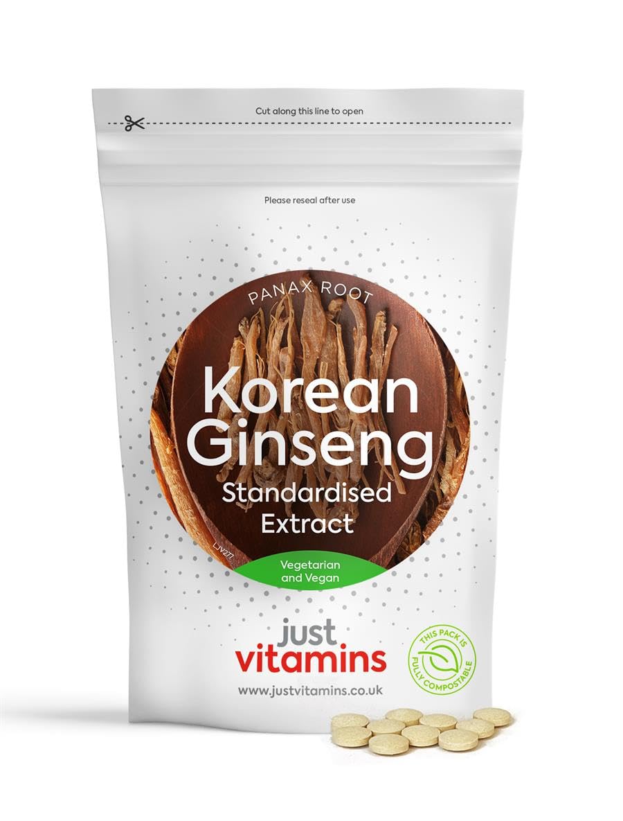 Just Vitamins Korean Ginseng (Panax Root Extract) 1200mg 180 Tablets