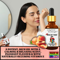 Kiss My Yoni Oil Peach Premium Body Lotion Rub. Non-Sticky, 30ml, Massage Oil. Vegan, Natural, Organic, Non-Toxic.